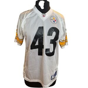 VTG Reebok Troy Polamalu 43 Pittsburgh Steelers White NFL Jersey Youth Large
